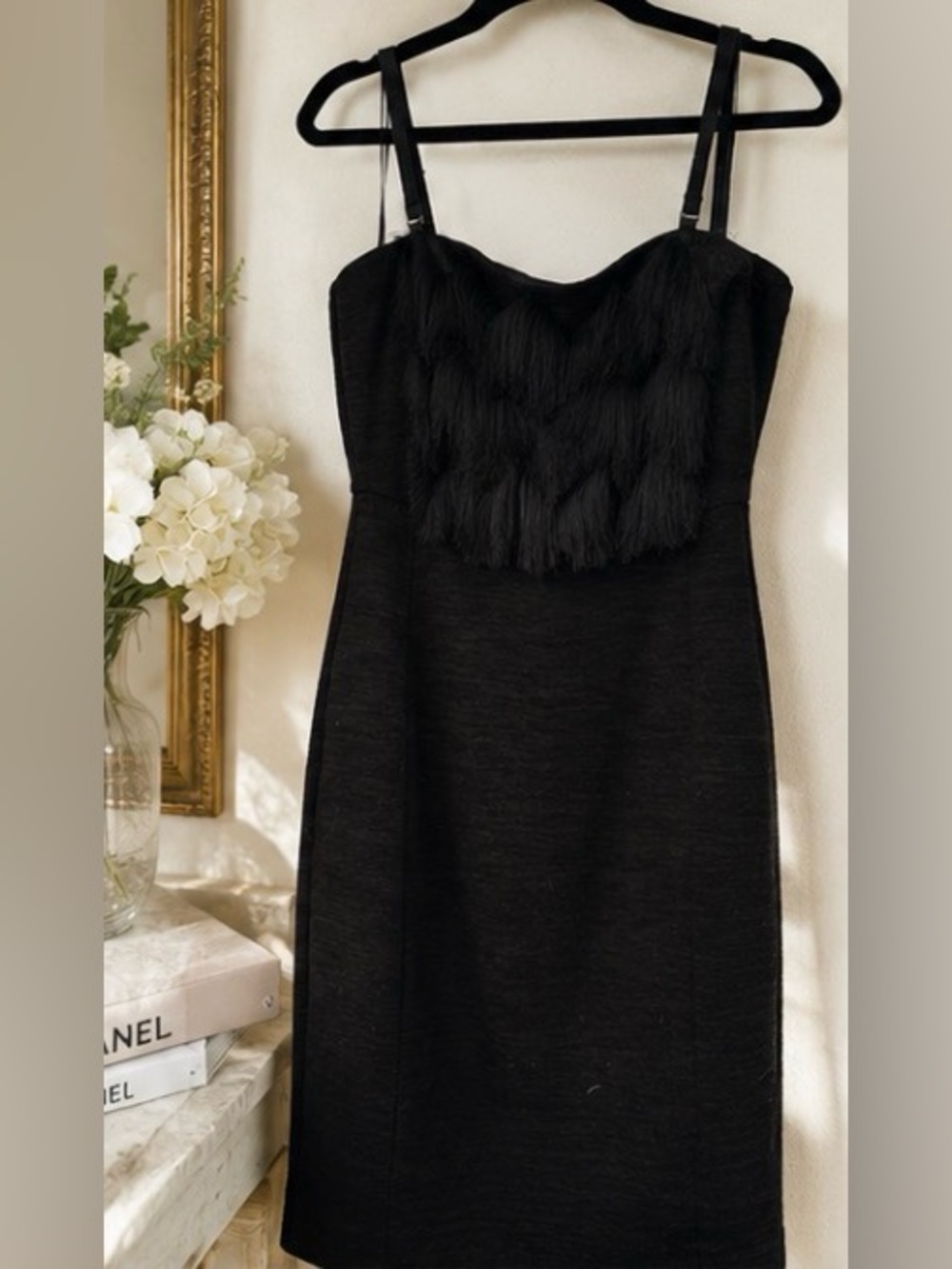 Banana Republic Petite Black Fringe Dress – Size 10P